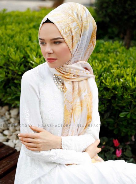 Luthfa - Hijab à Motifs Jaune - Sal Evi