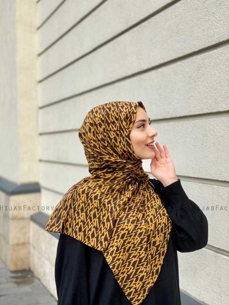 Majda - Hijab A Motifs En Crêpe Moutarde - Mirach