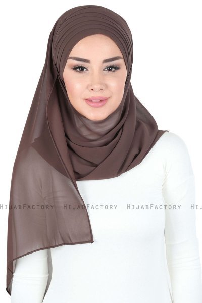 Malin - Hijab Chiffon Pratique Marron