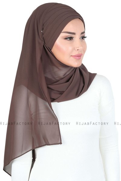 Malin - Hijab Chiffon Pratique Marron