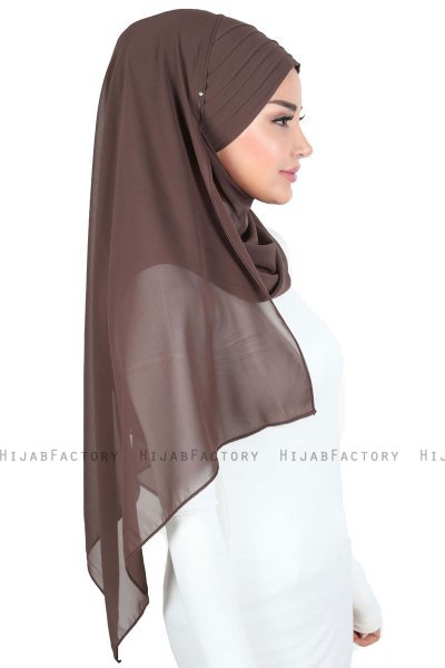 Malin - Hijab Chiffon Pratique Marron