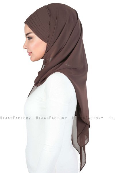 Malin - Hijab Chiffon Pratique Marron