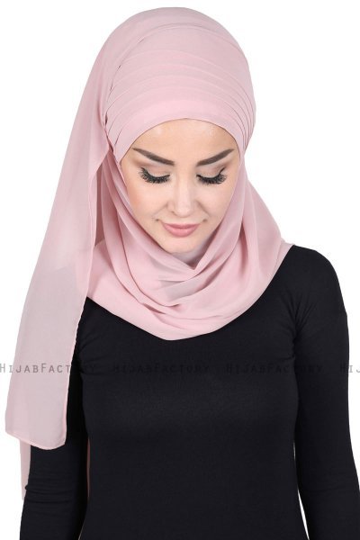 Malin - Hijab Chiffon Pratique Vieux Rose