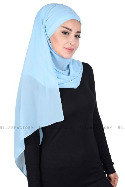 Malin - Hijab Chiffon Pratique Bleu Clair