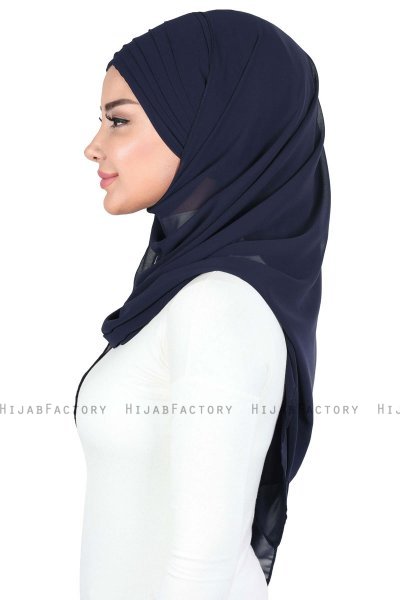 Malin - Hijab Chiffon Pratique Bleu Marin