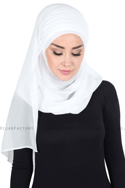 Malin - Hijab Chiffon Pratique Blanc Cassé