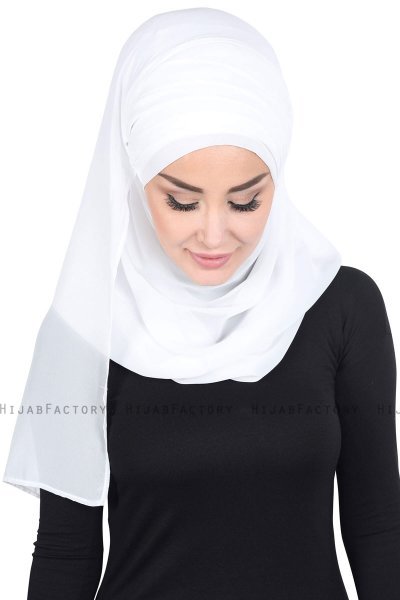 Malin - Hijab Chiffon Pratique Blanc Cassé