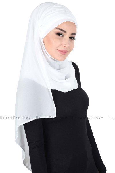 Malin - Hijab Chiffon Pratique Blanc Cassé