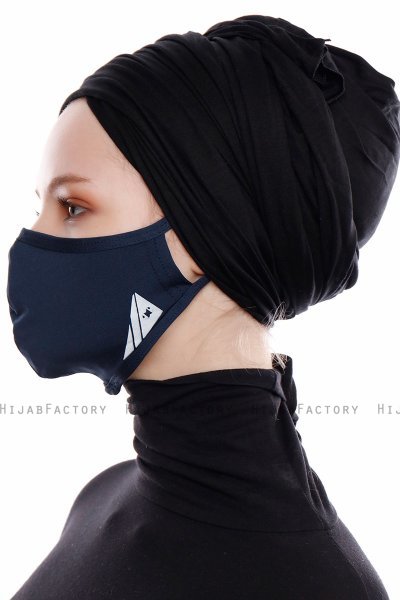 Asli - Hijab Sport Masque Facial Bleu Marin / Couverture Faciale
