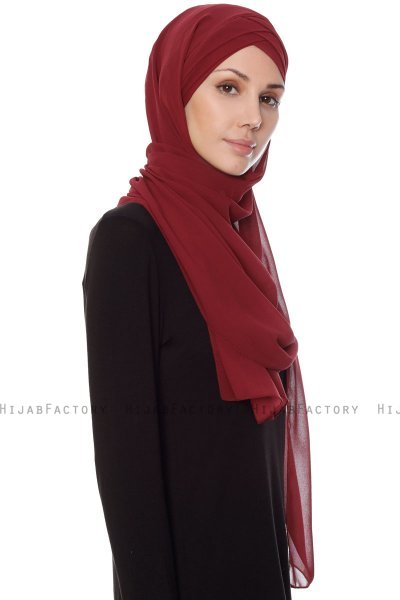 Mehtap - Chiffon Hijab Pratique One-Piece Bordeaux
