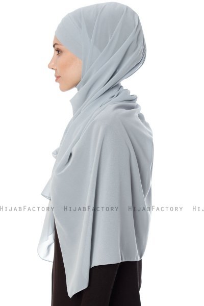 Mehtap - Chiffon Hijab Pratique One-Piece Gris
