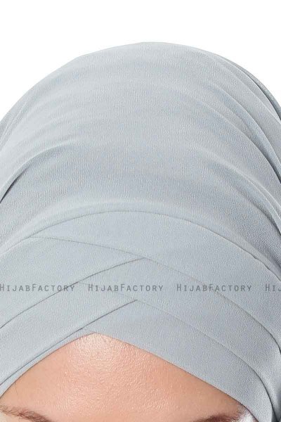 Mehtap - Chiffon Hijab Pratique One-Piece Gris