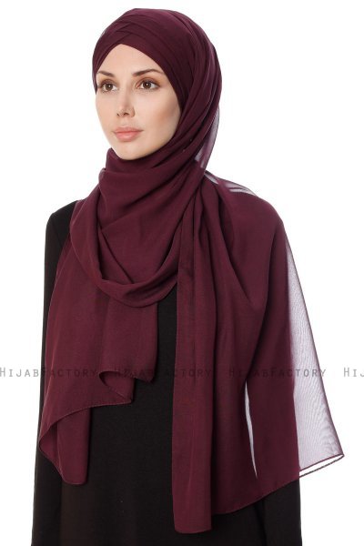 Mehtap - Chiffon Hijab Pratique One-Piece Prune