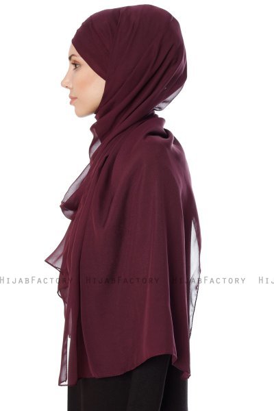 Mehtap - Chiffon Hijab Pratique One-Piece Prune