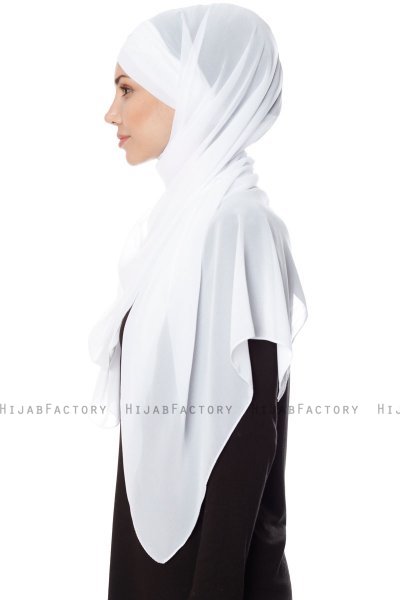 Mehtap - Chiffon Hijab Pratique One-Piece Blanc