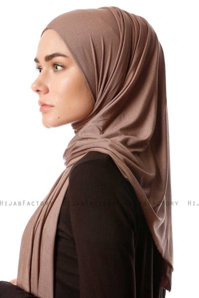 Melek - Hijab Jersey Premium Taupe Foncé - Ecardin