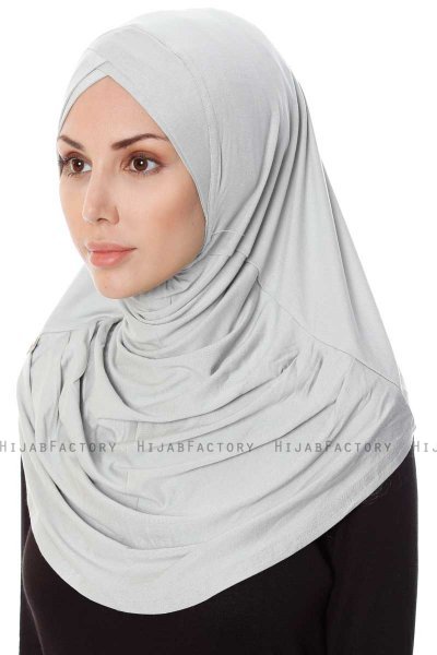 Mia - Hijab Al Amira Gris Clair One-Piece - Ecardin