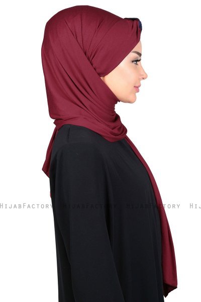 Mikaela - Hijab Coton Pratique Bordeaux & Bleu Marin
