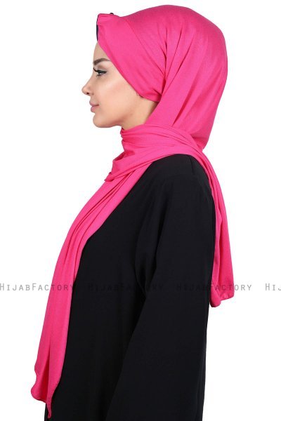 Mikaela - Hijab Coton Pratique Fuchsia & Bleu Marin