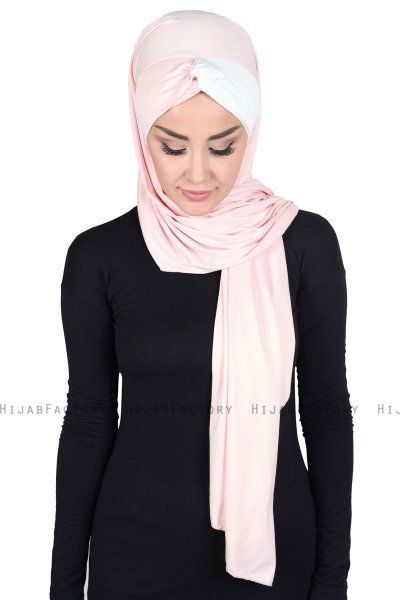 Mikaela - Hijab Coton Pratique Vieux Rose & Crème