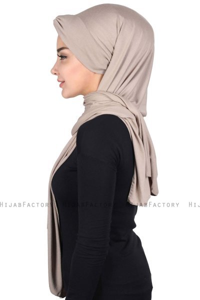 Mikaela - Hijab Coton Pratique Taupe & Vieux Rose