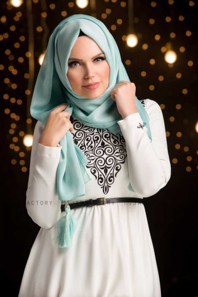 MW Mintgrön Chiffon Hijab Sjal Muslima Wear 310209a