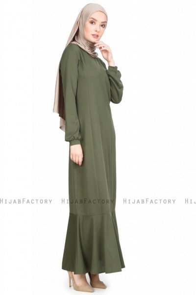 Nadia Khaki Klänning Med Volang Miss Halima 280226b