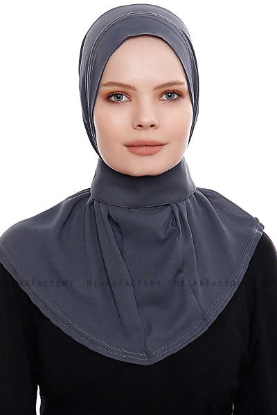 Narin - Hijab Crepe Pratique One-Piece Anthracite