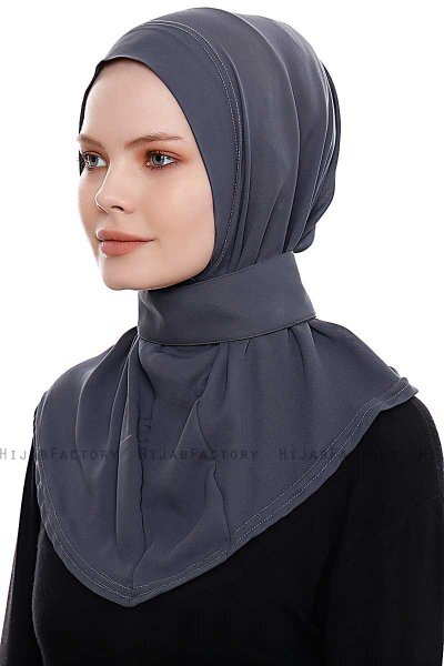 Narin - Hijab Crepe Pratique One-Piece Anthracite