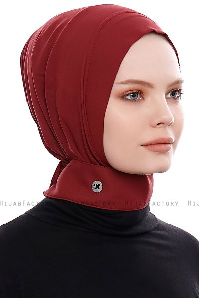 Narin - Hijab Crepe Pratique One-Piece Bordeaux