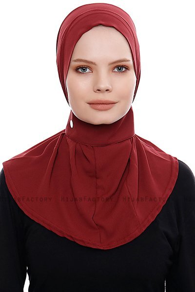 Narin - Hijab Crepe Pratique One-Piece Bordeaux