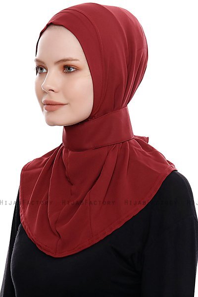 Narin - Hijab Crepe Pratique One-Piece Bordeaux