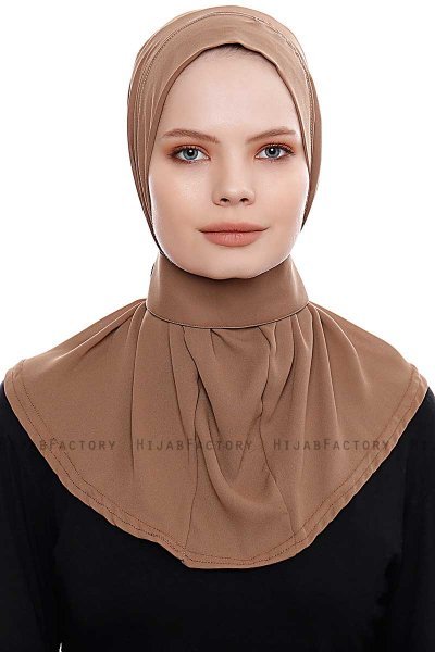Narin - Hijab Crepe Pratique One-Piece Marron