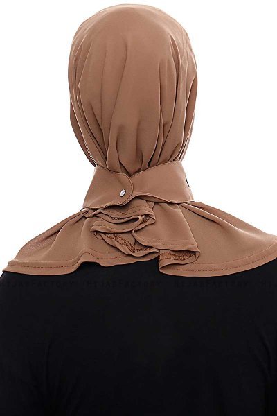 Narin - Hijab Crepe Pratique One-Piece Marron