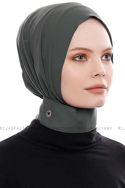 Narin - Hijab Crepe Pratique One-Piece Kaki