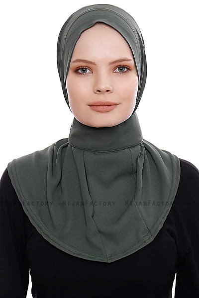 Narin - Hijab Crepe Pratique One-Piece Kaki