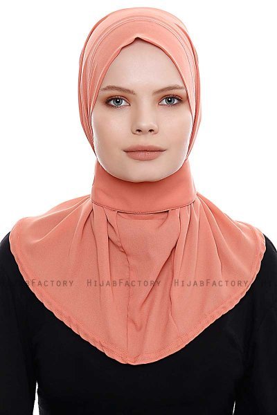 Narin - Hijab Crepe Pratique One-Piece Saumon