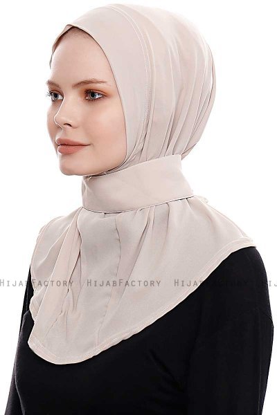 Narin - Hijab Crepe Pratique One-Piece Taupe Clair