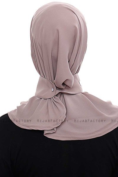 Narin - Hijab Crepe Pratique One-Piece Taupe Foncé