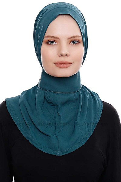 Narin - Hijab Crepe Pratique One-Piece Vert Foncé