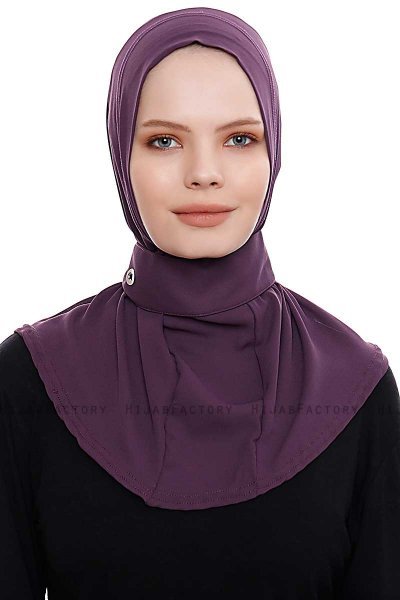 Narin - Hijab Crepe Pratique One-Piece Violet Foncé