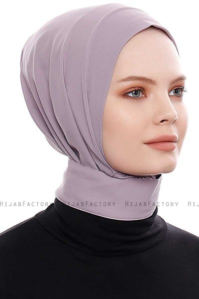 Narin - Hijab Crepe Pratique One-Piece Gris Pierre