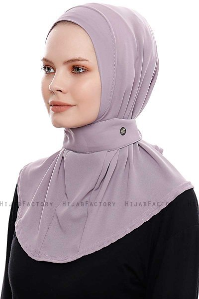 Narin - Hijab Crepe Pratique One-Piece Gris Pierre