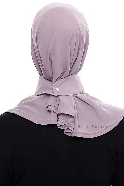 Narin - Hijab Crepe Pratique One-Piece Gris Pierre