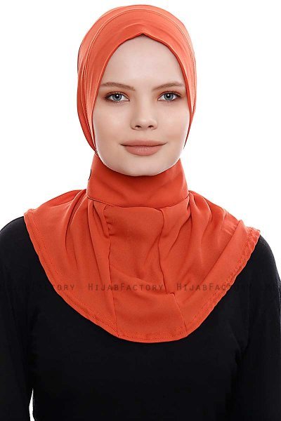 Narin - Hijab Crepe Pratique One-Piece Rouge Brique