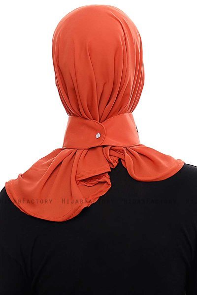 Narin - Hijab Crepe Pratique One-Piece Rouge Brique