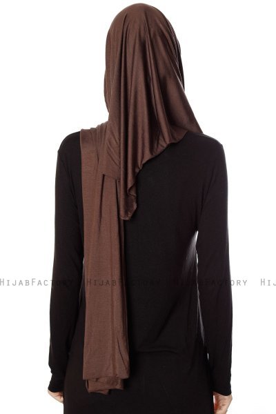 Naz - Hijab Pratique One-Piece Marron & Taupe Clair - Ecardin