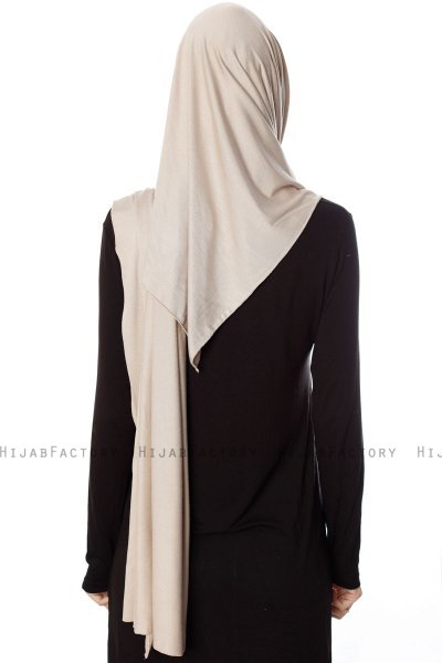 Naz - Hijab Pratique One-Piece Taupe Clair & Beige Clair - Ecardin