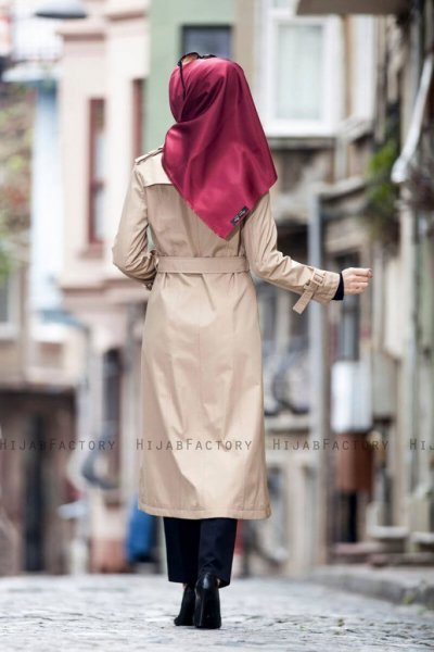 Nevin Taupe Trenchcoat Miss Cazibe 280603-4