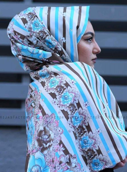 Niusha - Hijab A Motifs Voile Taupe